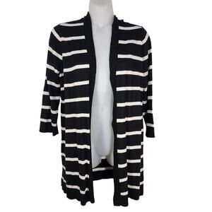 Chico's Cardigan Sweater Womens Size 0 Small Stripe Colorblock Long Open Front
